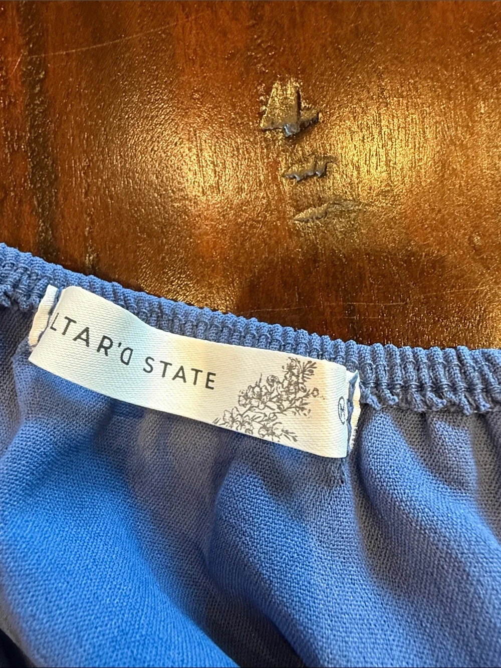 Altar'd State Blue Puff-Sleeve Cropped Top